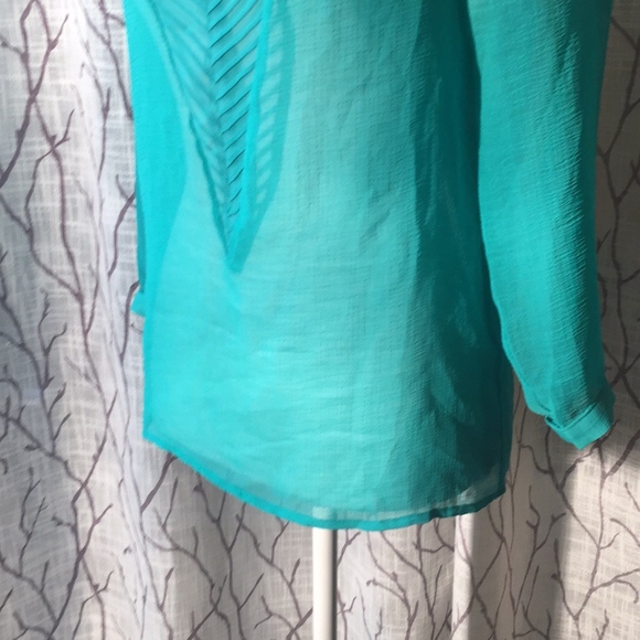 Kimchi Blue sheer turquoise blouse - Picture 3 of 8